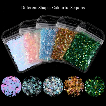 

1 Bag Star Diamond Shape Nail Sequins Glitter Colorful Dream Color Series Mix Pattern Nails Flakies 3D Nail Art Decoration