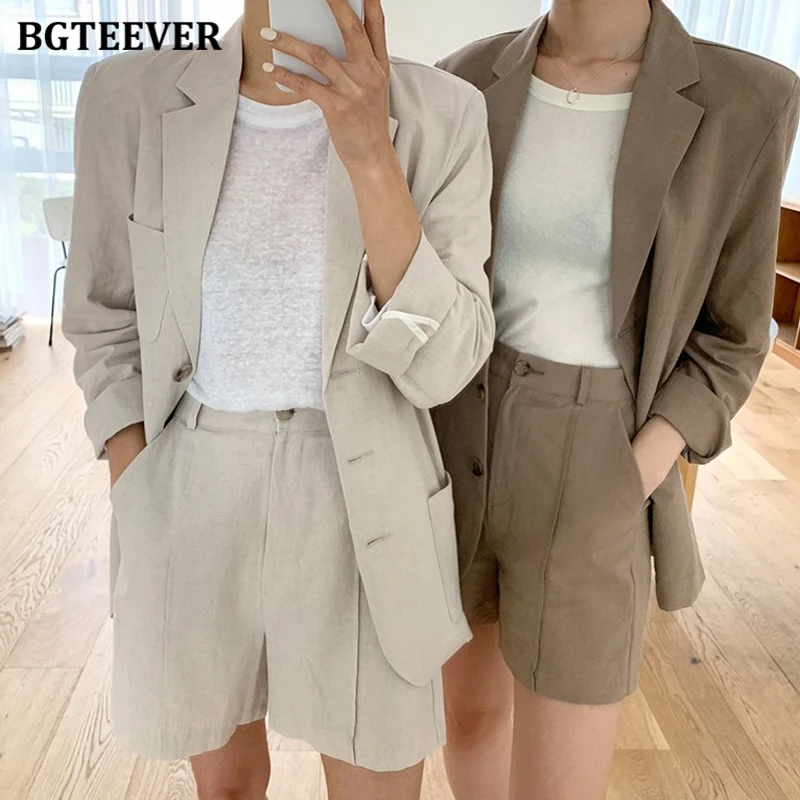 BGTEEVER 2020 новый летний комплект из 2 предметов однобортный Блейзер и шорты