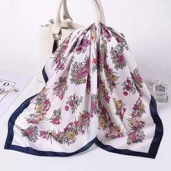 Square Silk Scarf Women Luxury Designer Floral Printed Hair Band Neck Scarfs Wrap Head Scarves Shawl Kerchief Bandana Foulard