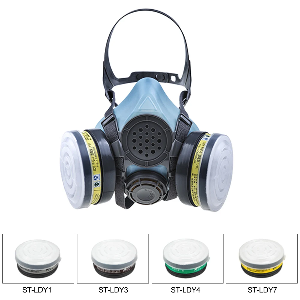 

STRONG/ST-M50G-1B Gas Mask Respirator Dual Filter Half Face Mask Painting Spraying Silica Gel Mask Professional Protection