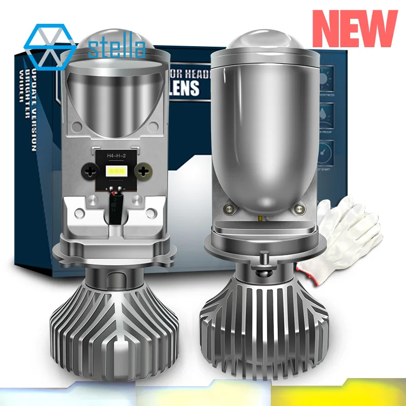 Stella turbo led h4 H19 объектив для головной фары 3 цвета меняющиеся лампы светильник