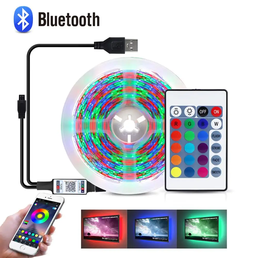 При прослушивании музыки по Bluetooth App Управление DC 5V USB 2835 Светодиодный RGB полосы