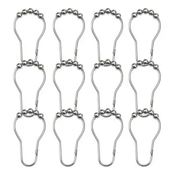 

24 pieces Shower curtain Hanger rings with 5 balls Sliding system made of stainless steel silver