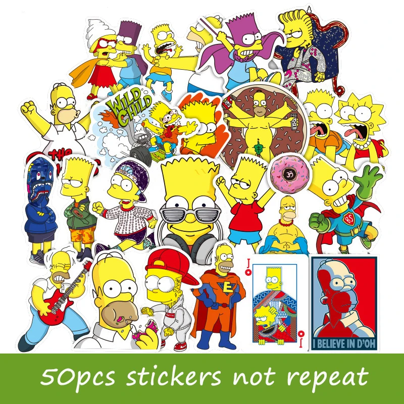

50pcs mixed Cartoon The Simpsons stickers laptop sticker DIY computer decor PVC notebook skin for ipad macbook pro hp dell decal