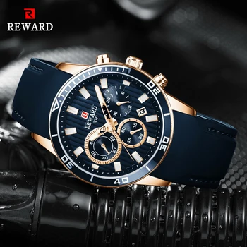 

Mens Watches Top Brand Luxury Male Blue Quartz Watch Chronograph 24Hour Men Silicone Waterproof Date Sport Wrist Watch Man Clock