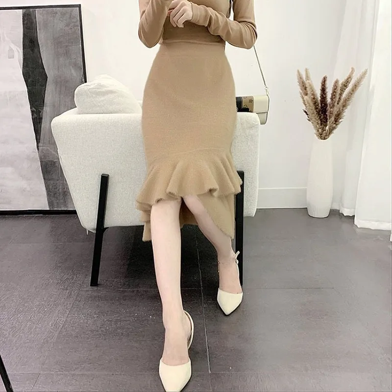 OCEANLOVE прочные юбки Mujer Moda осень зима необычные женские Юбки Высокая талия трикотажные сексуальные офисные женские длинные юбки 13296