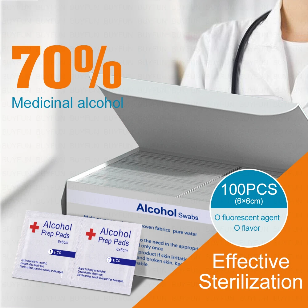 

Anti-infect 70% Alcohol Portable 100PCS Professional Alcohol Swab Pads Wet Wipes 70% Isopropyl First Aid Home Skin Cleanser Pads