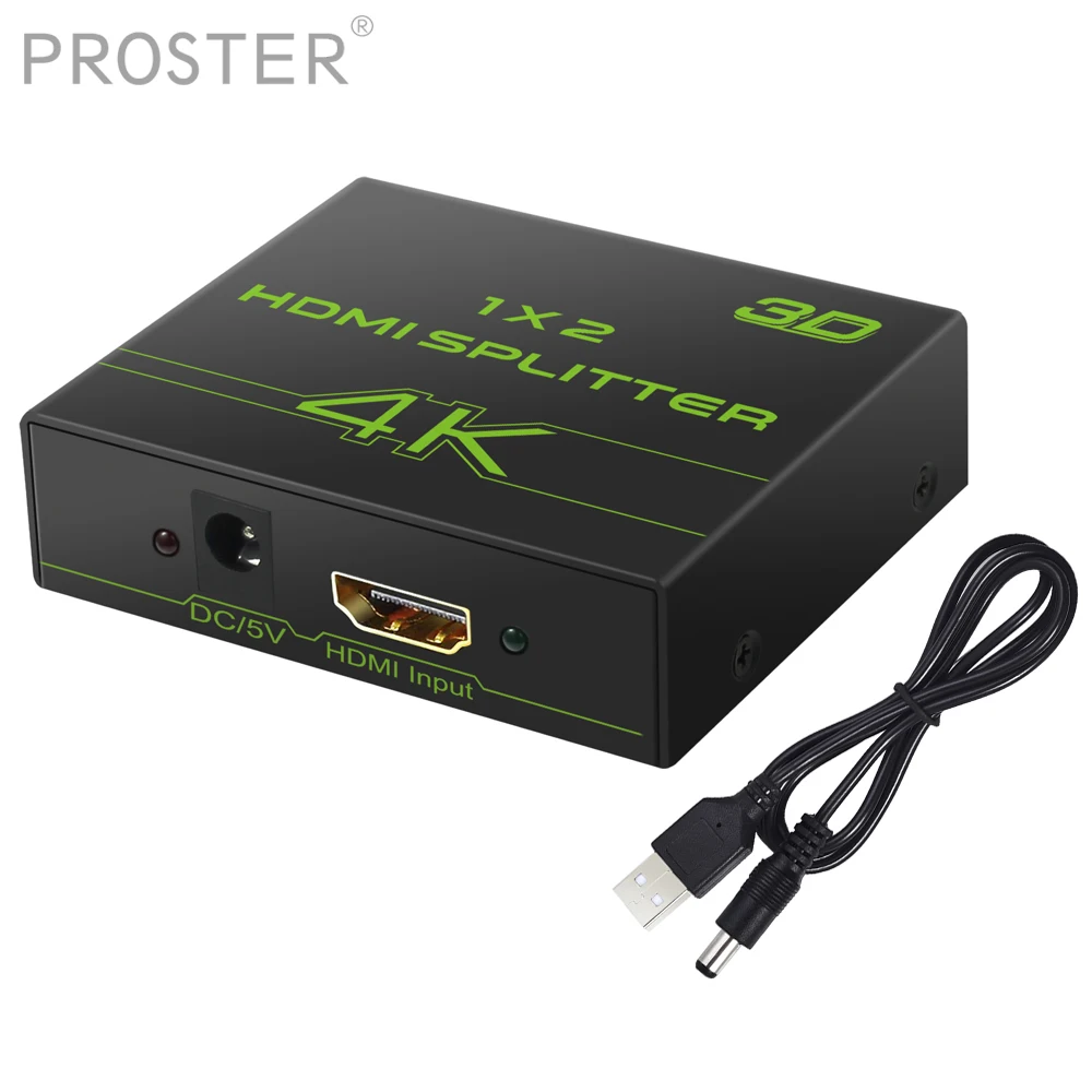 

Proster Ultra HD 4K x 2K HDMI Splitter Amplifier 1 in 2 Out HDMI Signal Distributor with 1080P 3D DAC converter splitter