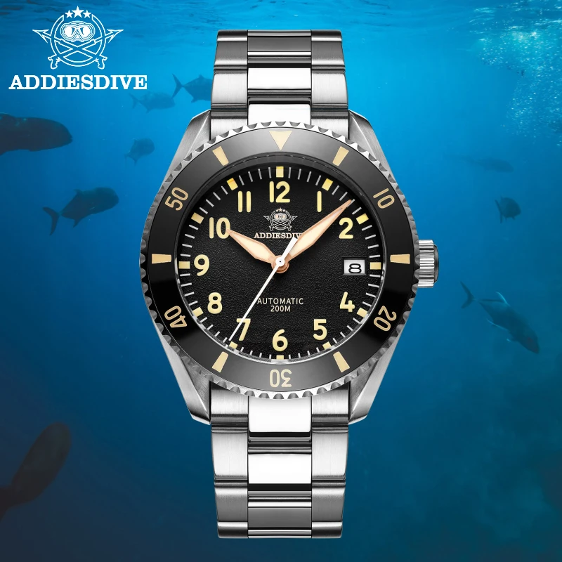 AddiesDive luxury Pilot men's watch sapphire crystal NH35  automatic watches super luminous Ceramic bezel retro 200m diver watch