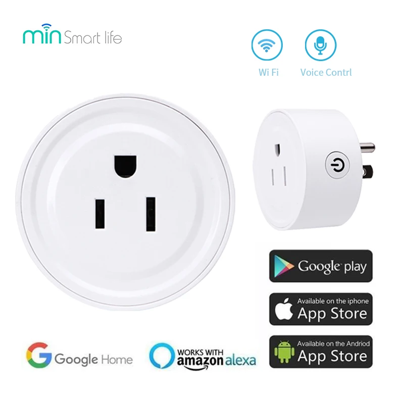 

Min US Tuya WiFi Mini Smart Socket Electrical Plug 10A Power Monitor App Remote Control Smart Life Works With Alexa Google Home