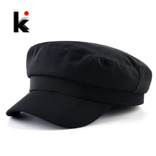Однотонная женская шапка в стиле милитари, модная уличная Кепка с плоским верхом, женская уличная Кепка в винтажном стиле Boina, мужские береты на весну и осень