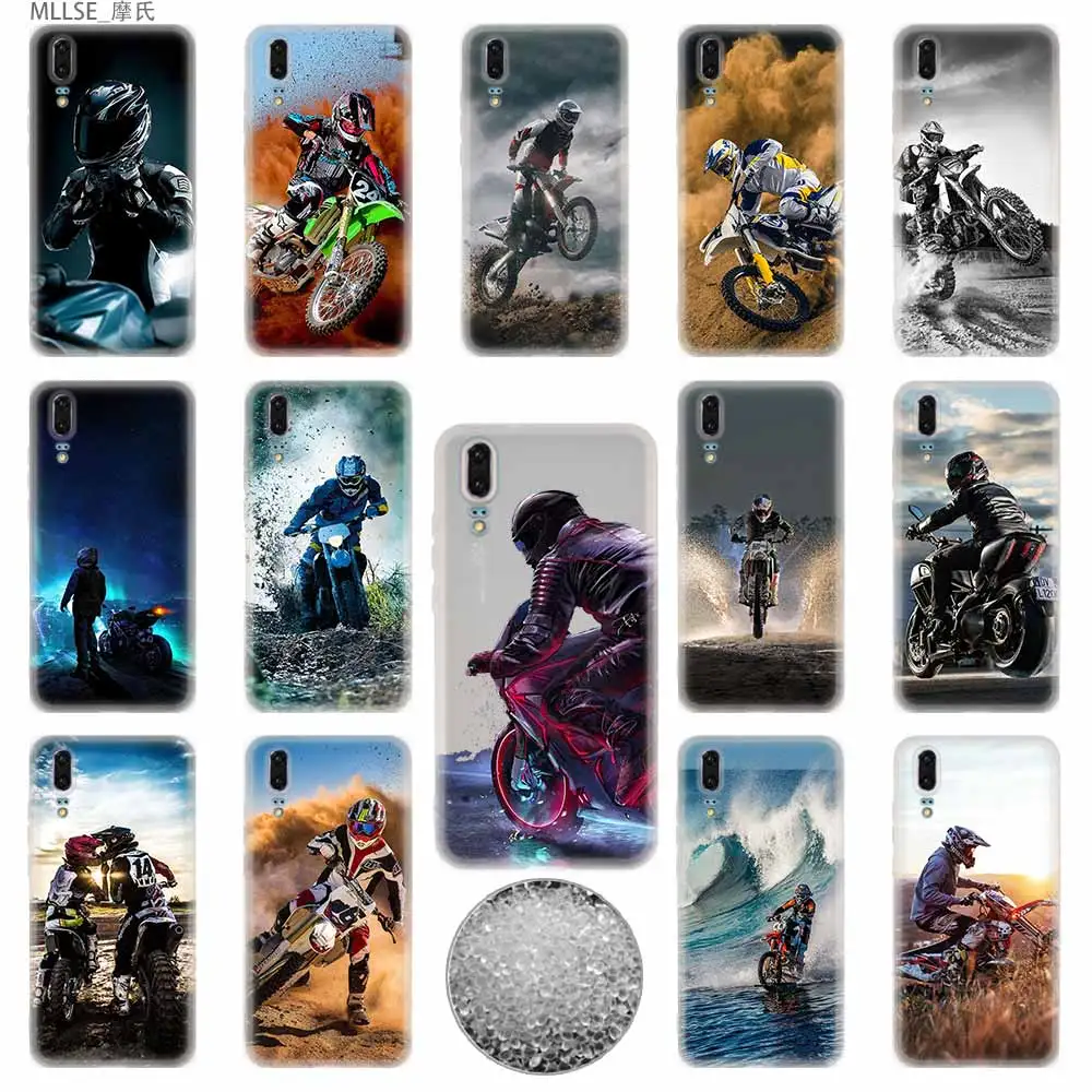 Moto Cross Motorcycle TPU Cover Phone Cases Luxury Silicone Soft For Huawei P50 P40 P30 P20 Pro P10 Lite P Smart Z 2020 2019 | Мобильные