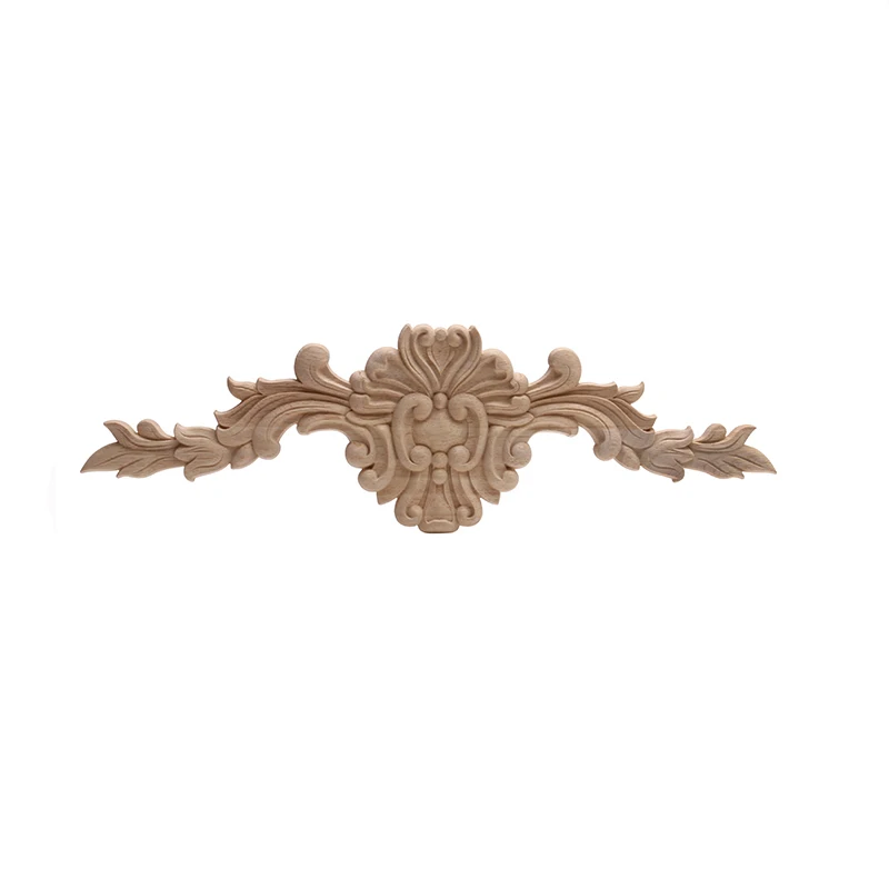

Woodcarving Decorative Applique Furniture Cabinet Door Applique Door Lintel Decorative European Carved Wood Flower Rubber Wood