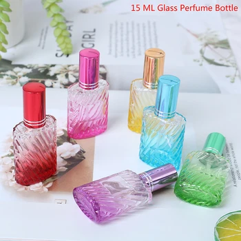 

Colorful Glass Perfume Bottle With Sprayer Mini Refillable Empty Travel Spray Bottle Cosmetic Container 15ML