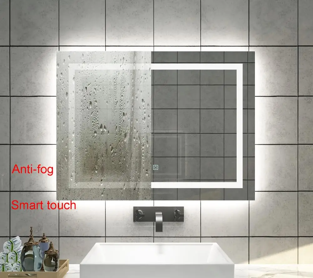 Настенное светодиодное зеркало DIYHD с сенсорным экраном|led wall mount mirror|square bathroom