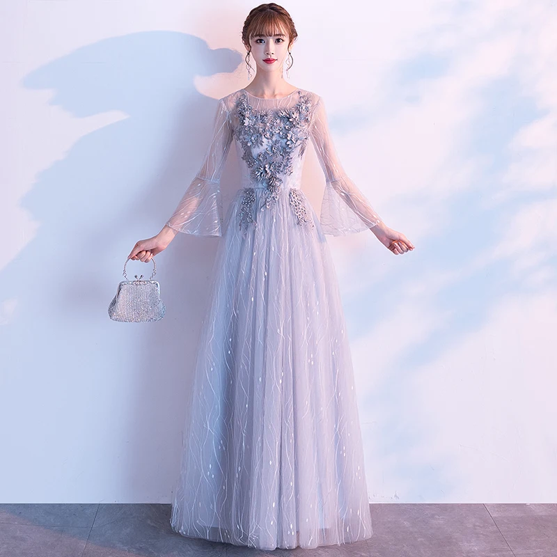 

AE507 2019 Evening Dress Long Lace Tulle Elegant Party Evening Gowns Prom Dress Formal Dresses Women Elegant Gowns