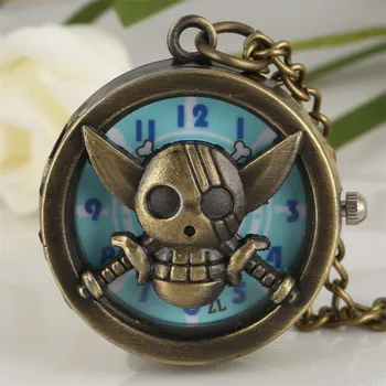 

Hollow Pirates Pocket Watch for Men Bronze Skull Pendant Necklace Watches Accessories Gift for Boyfriend Drop Shipping