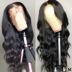 Прямые волосы Синтетические волосы на кружеве человеческих волос парики для Для женщин предварительно выщипанные волосы с ребенком волос