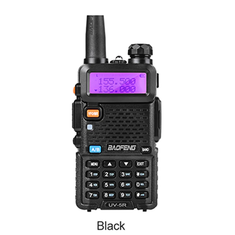 Baofeng UV-5R Двухдиапазонная рация радио двойной дисплей 136-174/400-520 МГц 5 Вт двухстороннее радио с бесплатным наушником Baofeng UV 5R - Цвет: Black