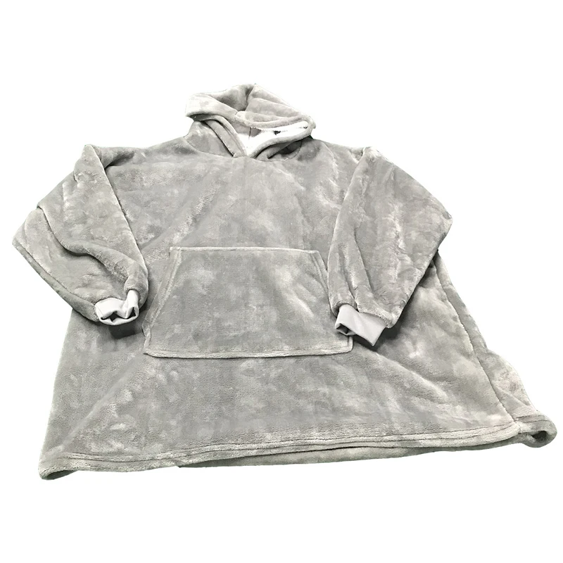Микрофибра плюшевые коралловый флис шерпа одеяло с рукавами супер мягкий теплый открытый карман с капюшоном одеяло s(специальное звено - Цвет: gray