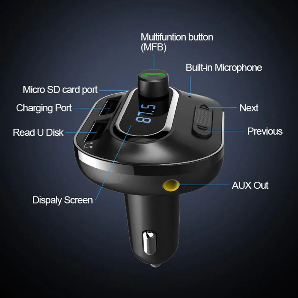 Автомобильный Bluetooth MP3 плеер fm-передатчик беспроводной радио адаптер с двумя USB зарядным устройством адаптер питания Поддержка