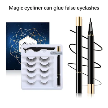 

Sticky Magic Eyeliner Set No Magnet No Glue With 5 Pairs Of Self-adhesive False Eyelashes