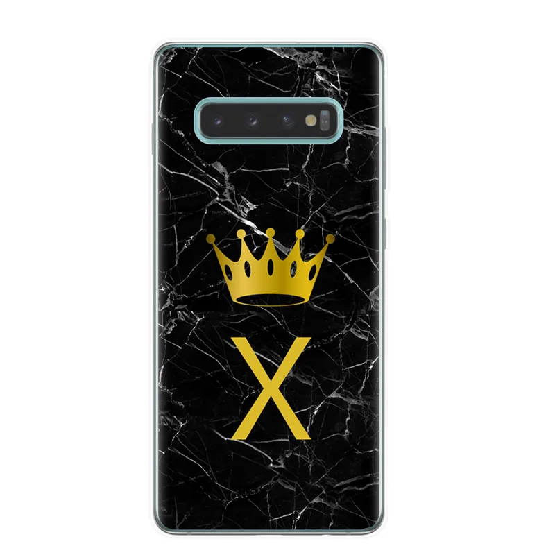 T6991 Мягкий силиконовый чехол для samsung S8 S9 S10 Plus S10 Lite 5G S10E пользовательское имя письмо монограмма черный мрамор золото Корона Крышка Coque - Цвет: T6991
