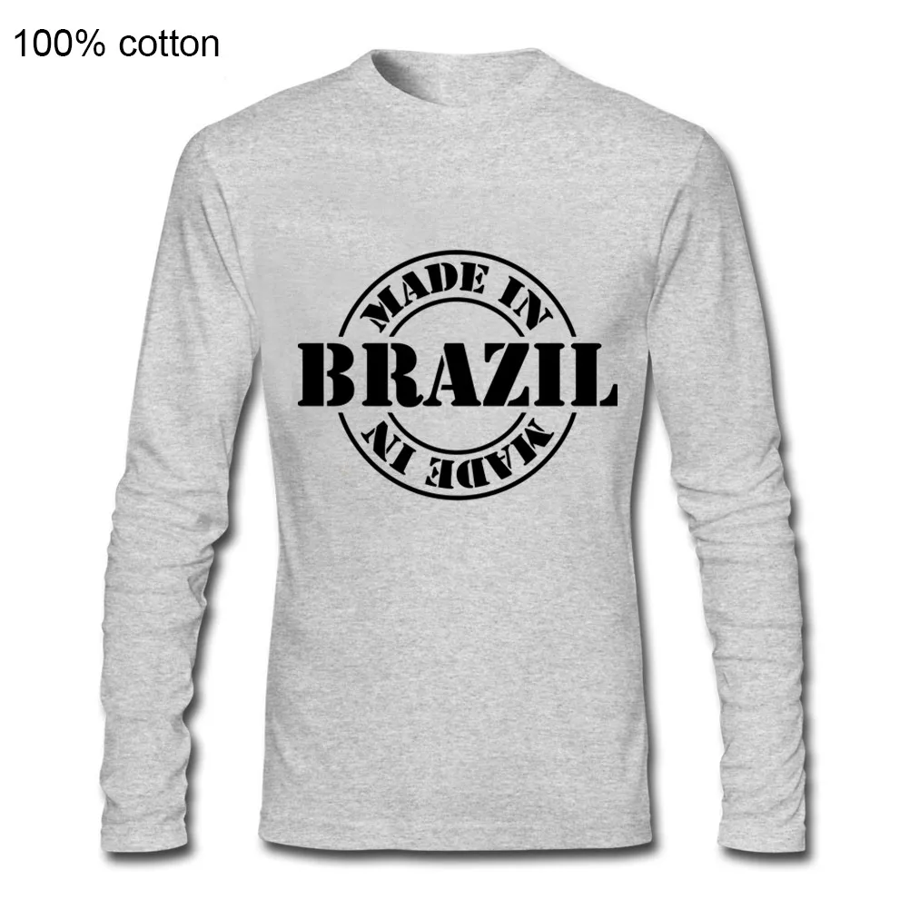 

Made in Brazil T shirts Men long Sleeves High Quality Original Front Back Print Tee Pun Casual Summer Tops Plus Size 100% Cotton
