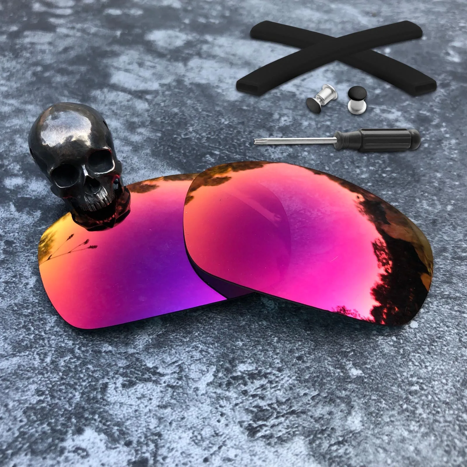 Purple Red Firtox настоящие поляризованные улучшенные Сменные линзы и носки с ушками и болтами и T20 для солнцезащитных очков-Oakley jawbone-несколько вариантов - Цвет линз: Purple Red