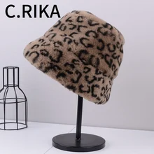Новинка, зимняя шапка из искусственного кроличьего меха, леопардовая шапка-ведро для женщин, Женская Толстая теплая уличная шапка для путешествий, Рыбацкая шапка для девочек, бархатная Панама