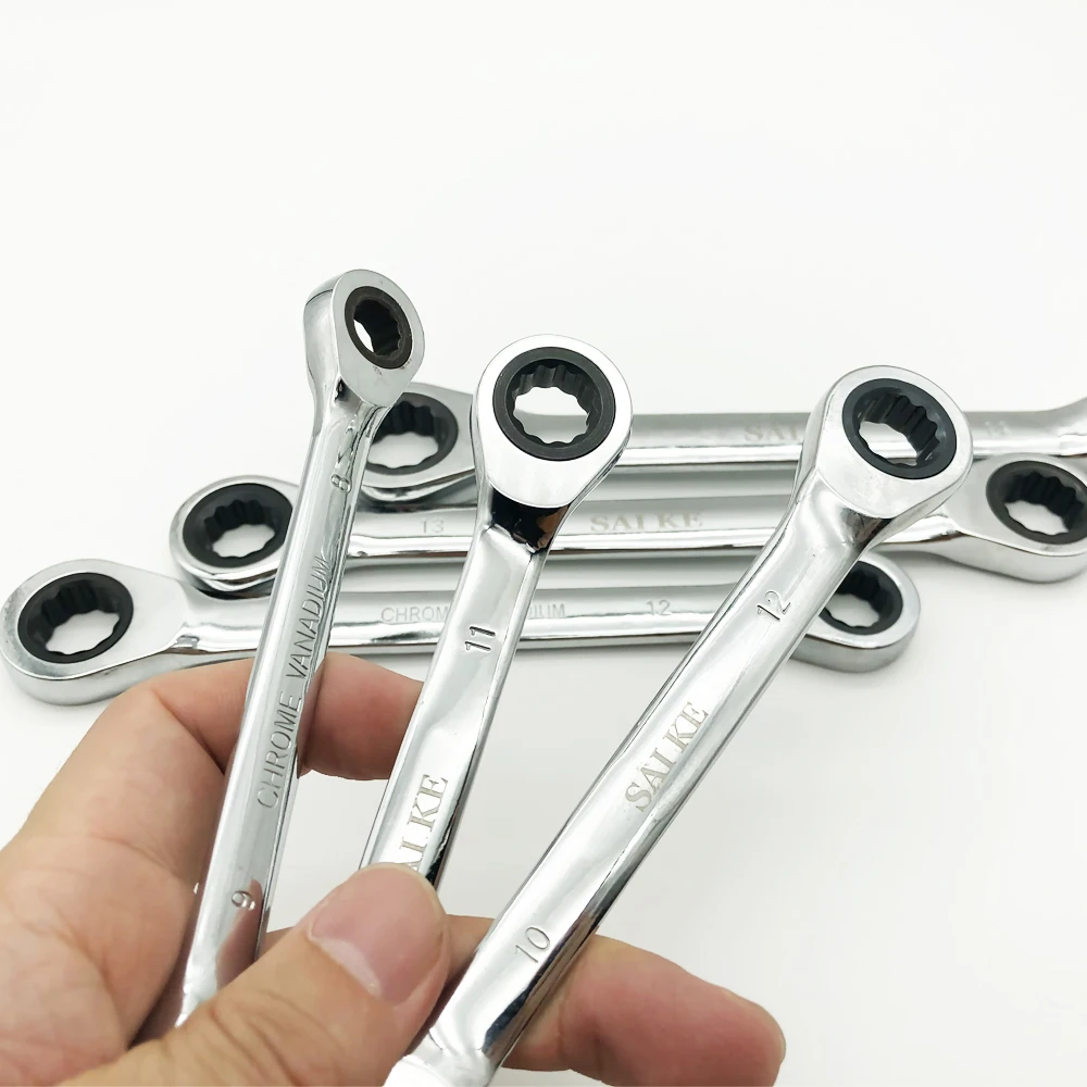 17MM SENRISE Combination Spanner 8-19mm Flexible Head Spanner Multi-Functional Metric Open End & Ring Ratchet Wrench Mechanic Tool 