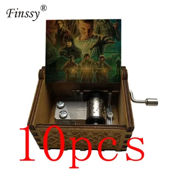 

10pcs Stranger Things upside down letters print music theme never ending story Hand Cranking Musical Music Box TV friends gift