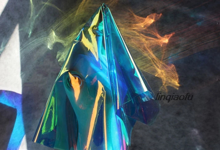 Прозрачная симфония Синяя лазерная красочная флуоресцентная Одежда Фэнтези ткань высокого класса лазерная ткань для одежды