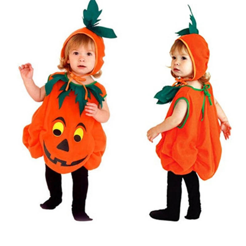 

Halloween Toddler Baby Unisex Pumpkin Cute Cosplay Costumes Party Festival 2Pcs Romper+Hat Nursery Costumes for the Stage