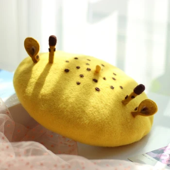 

Forest Elk Ear Cute Women Girls Berets Hande Made Wool Felt Outdoor Travel Beret Hats Manual Fawn Beret Flat Cap BLM107