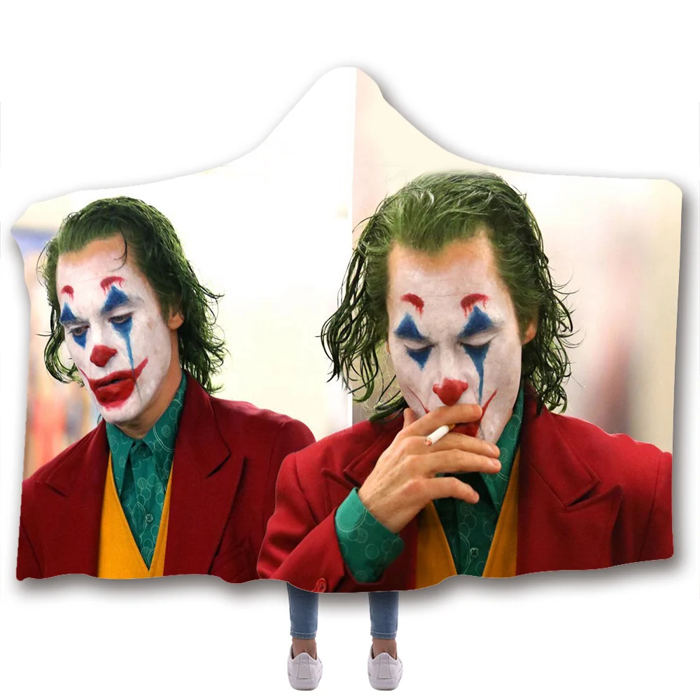 Фильм Бэтмен Джокер 3d Флисовое одеяло с капюшоном Одеяло s для взрослых Дети плед с искусственной меховой подкладкой пончо 150x200 см 130x150 см