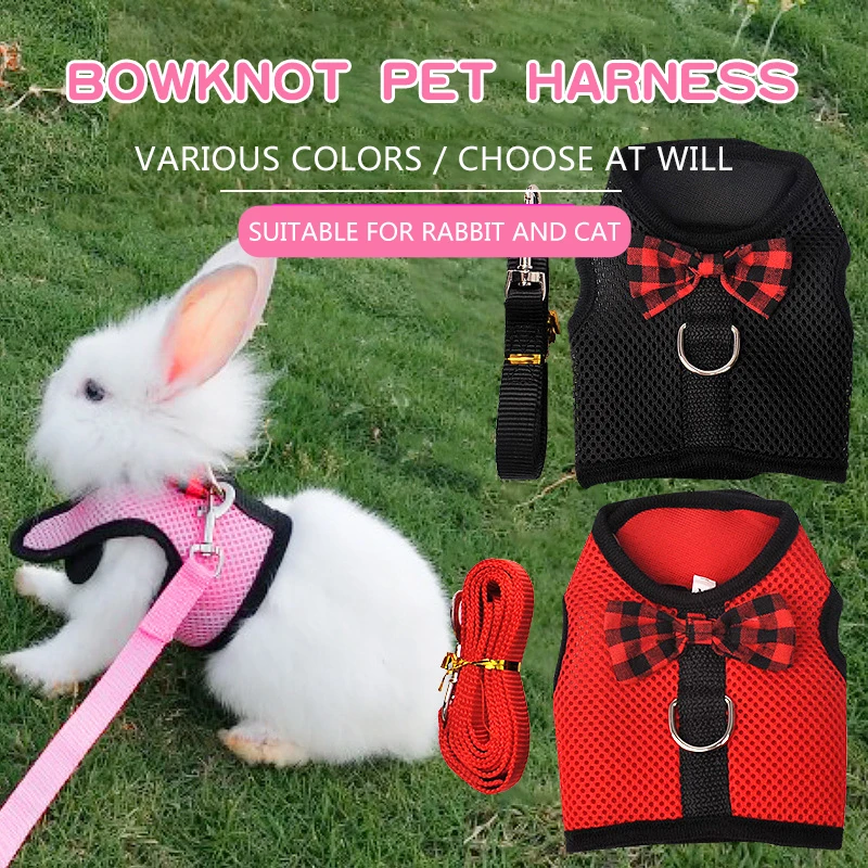 Pet Cat Harness and Leash Breathable Mesh Bowtie Harnesses Outdoor Safety Chest Strap Cat Clothes Puppy Walking  Pet Products