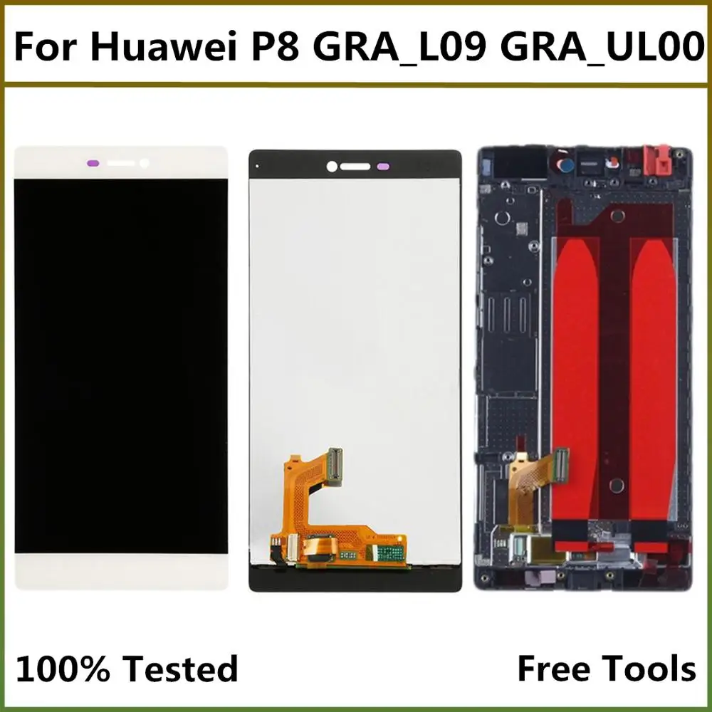 Goede 100% Getest 5.2 Inch P8 Lcd Touch Screen Digitizer Vergadering Vervanging Voor Huawei P8 GRA_L09 GRA_UL00 GRA L09 GRA UL00