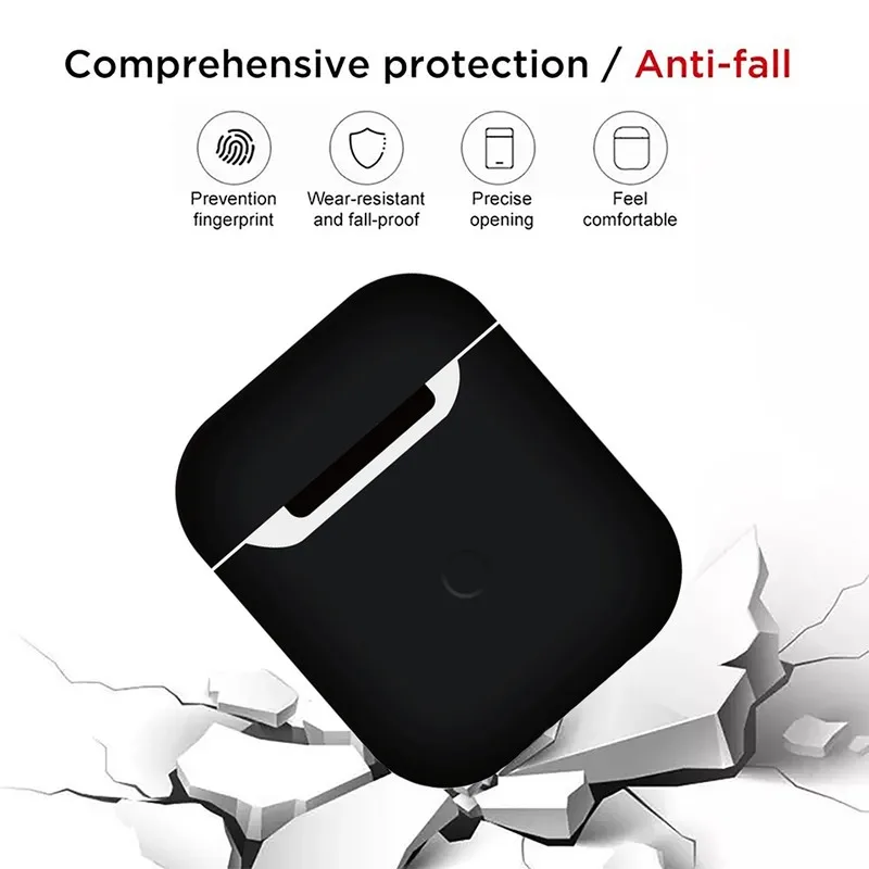 Жидкий силиконовый чехол для наушников для Apple Airpods 2, чехол с Bluetooth, чехол для зарядки, простые яркие цвета, противоударный чехол AirPods
