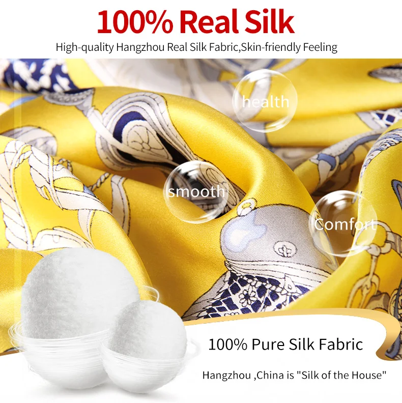 Дамы 100% квадратный шелковый шарф 2019 Элитный бренд шелк из Ханчжоу платок бандана для Новинки для женщин Обертывания печати квардратный