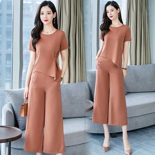 

Fashion Loose Pants WOMEN'S Suit 2019 Summer New Style Ozhouzhan Western Style Slimming Playful Casual Elegant Two-Piece Set