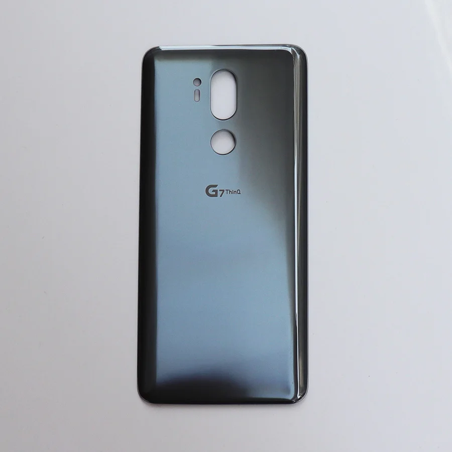 New Platinum Gray Оригинальная стеклянная крышка аккумулятора для LG G7 ThinQ G710EM G7+ Задняя стеклянная крышка для батарейного отсека, запасные части с клеем - Color: New Platinum Gray