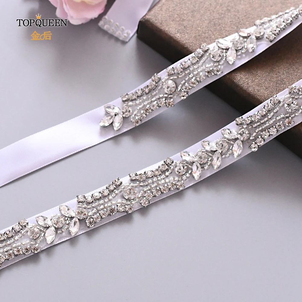 TOPQUEEN S430 стразы, ремни для свадебных платьев, тонкие стразы, пояс для девочек, дешевый вышитый бисером свадебный пояс, лента