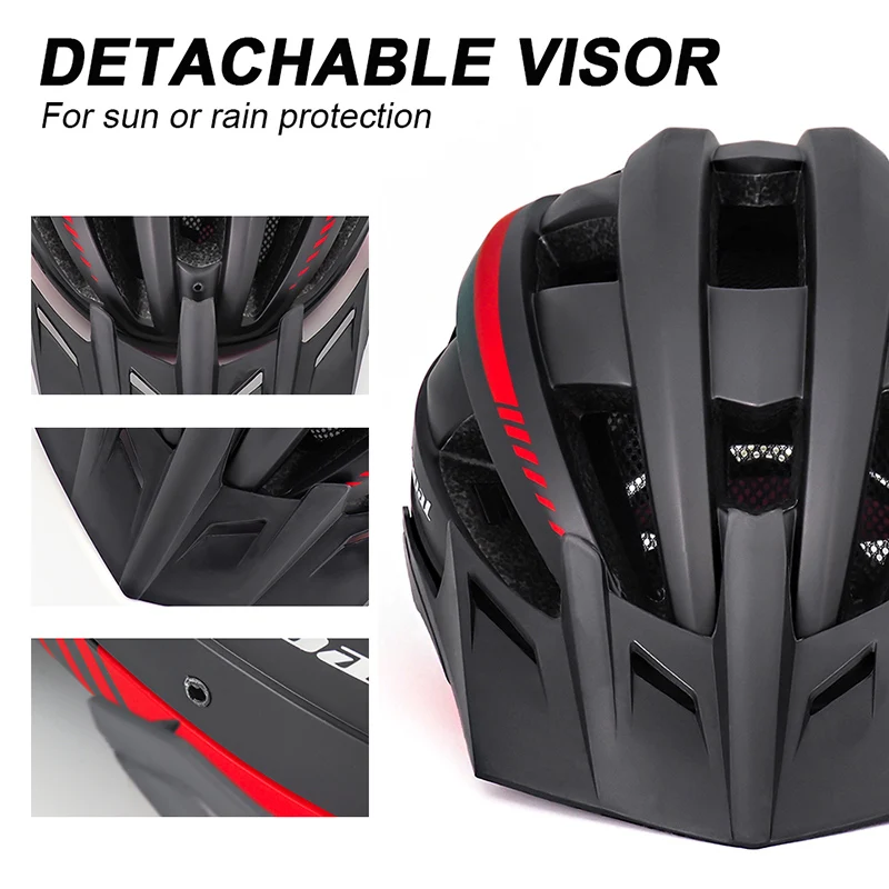 VICTGOAL Bike Helmet for Man Women MTB Road Bicycle Helmet LED USB Rechargeable Light Mountain Road Bike Visor Cycling Helmet