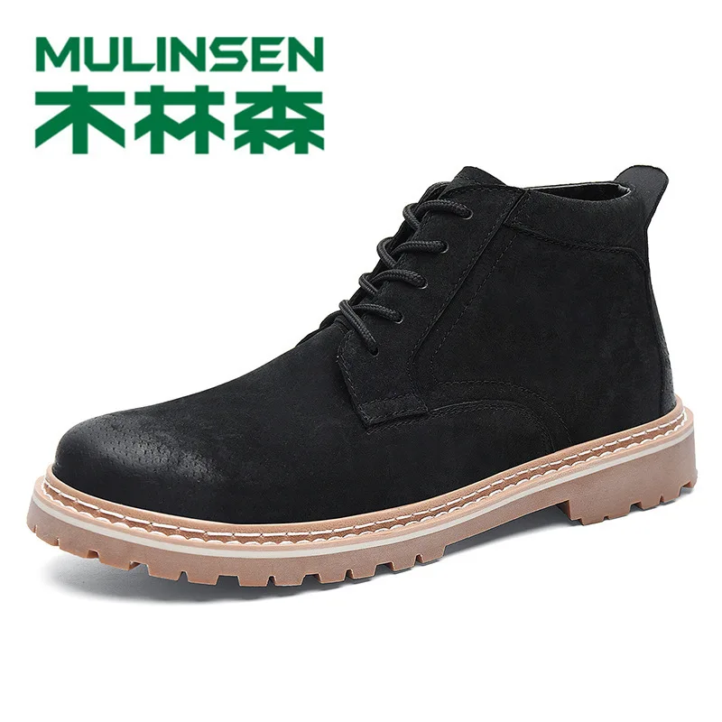 

MULINSEN Martin Boots Men's 2019 Autumn New Style Trend Ankle Boots Men British-Style Combat Boots zhong gao bang Worker Boot