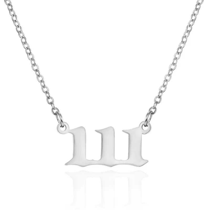 Stainless Steel Angel Number Necklace 111 222 333 444 555 666 777 888 999 For Women Men Lucky Number Chain Necklaces Jewelry