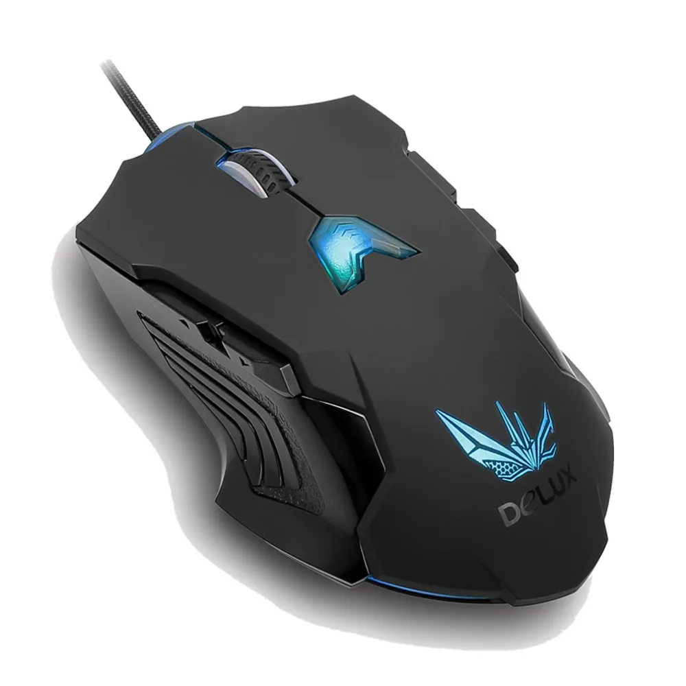 Delux M811LU USB Проводная игровая лазерная мышь 8200 dpi, 8 кнопок, эргономичные мыши Desig с 6 цветами подсветки для игр, ПК, ноутбука