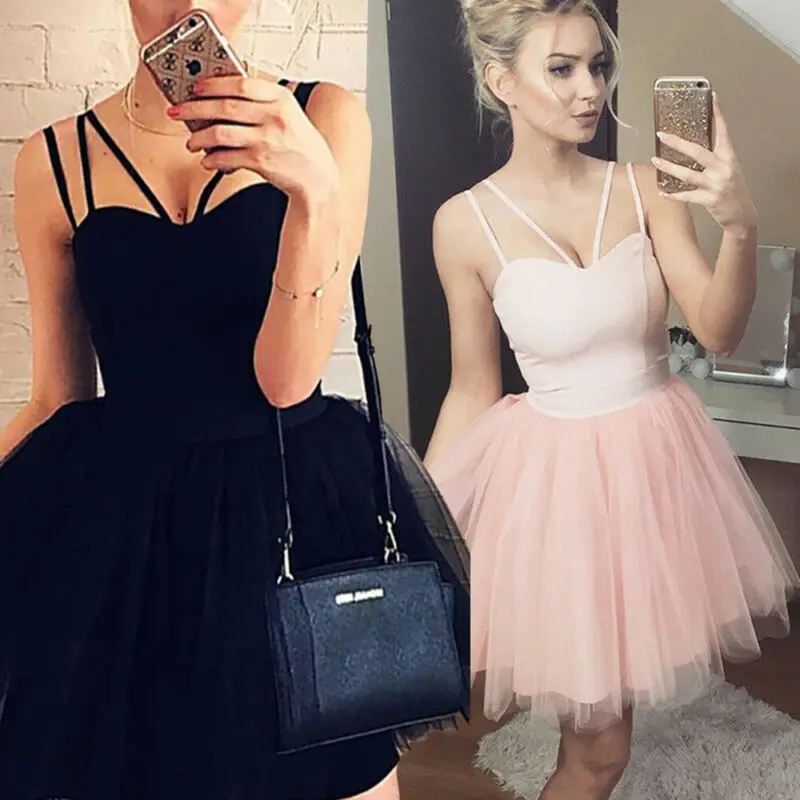 

Womens Evening Formal Party Ladies Prom Bridesmaid Lace Midi Tulle Tutu Dress