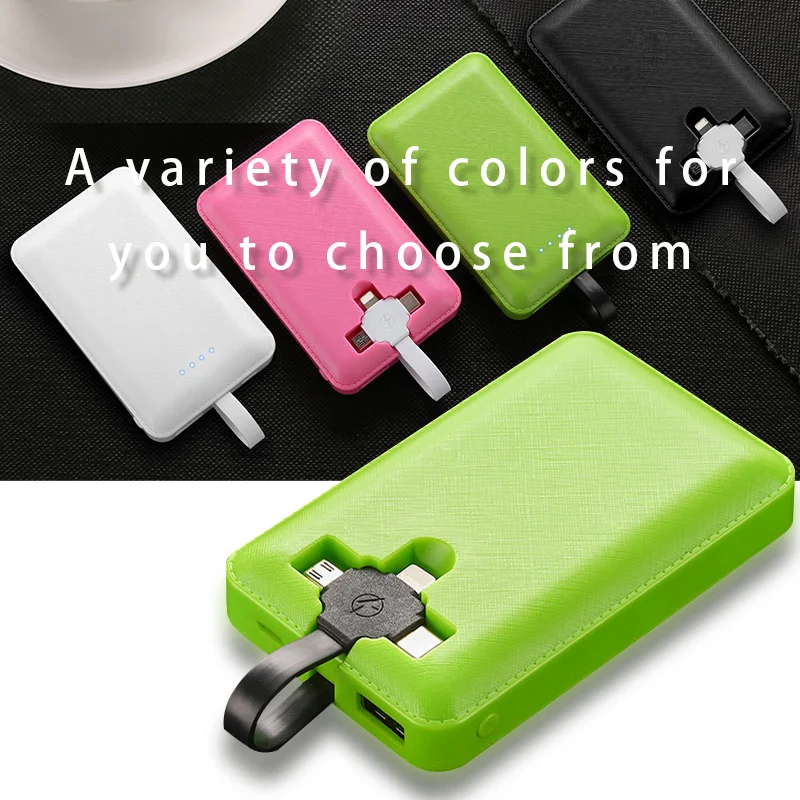 

Mini Power Bank 20000 mAh For Xiaomi Mi iPhone Pover Bank Fast Charging Powerbank Built in 3 Cables External Battery Poverbank