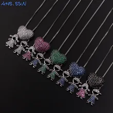 MHS.SUN модное ожерелье с подвеской в виде сердца с цирконом для девочек и мальчиков, разноцветное ожерелье с кристаллами, модное ювелирное изделие для женщин, 1 шт